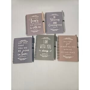 5-Pack of Inspirational Religious Notebooks & Matching Pen w/Scriptures